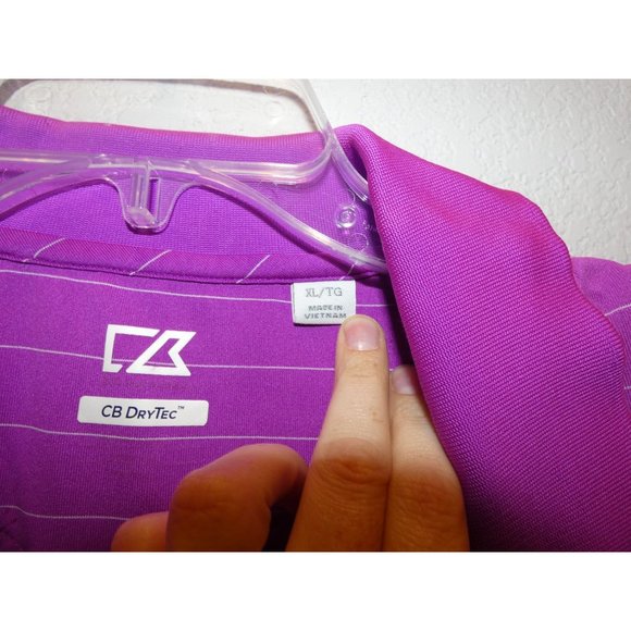 Men's Purple with white stripes Golf Polo, CB  DryTec, XL - Picture 3 of 6